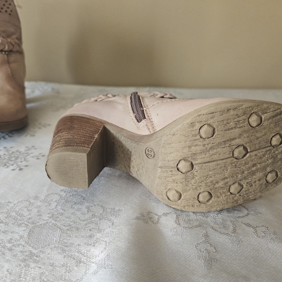 MJUS Ankle Boots Women's Perforated Leather Braided - Blush Sz 36 - Picture 9 of 14